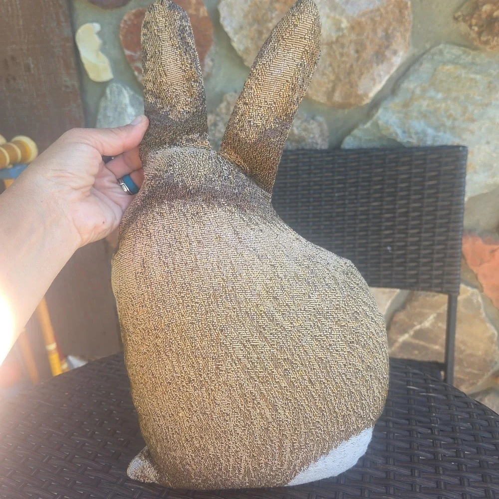 Adorable Needlepoint Style Throw Decor Pillow Rabbit Bunny Long Ears Cottontail